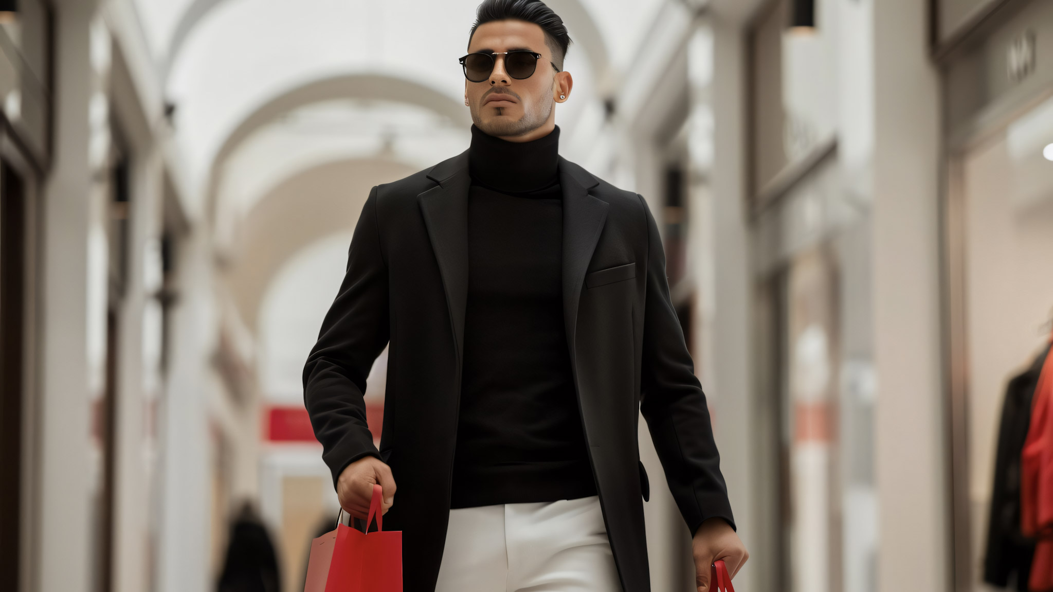 portrait man shopping buying consumer goods